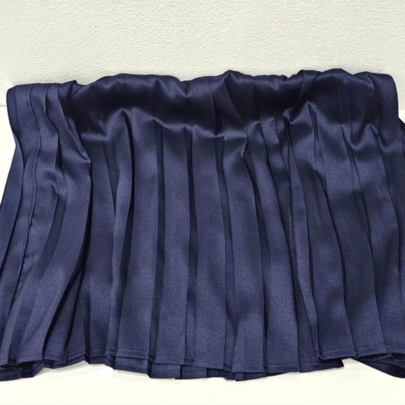 Banana Republic Navy Blue Satin Pleated Midi Skirt - Picture 10 of 16